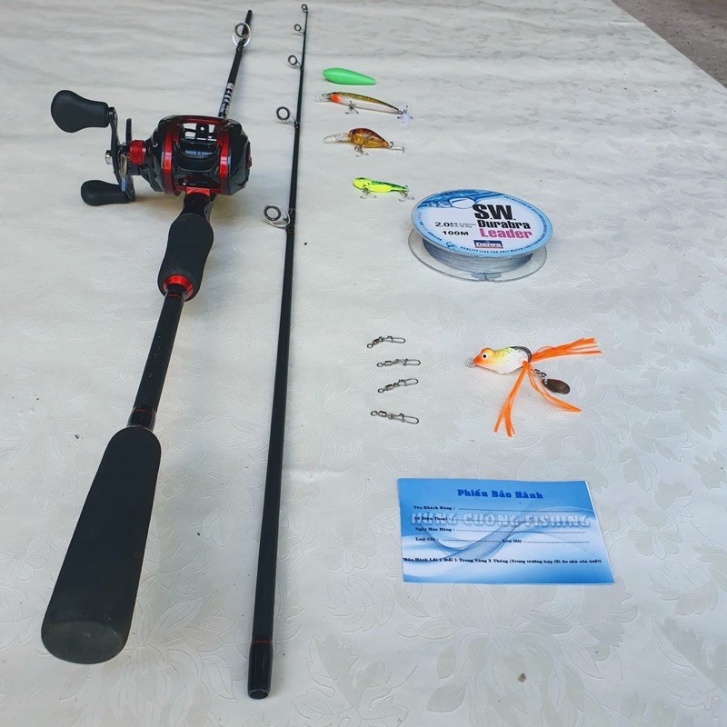 Bộ cần câu lure ngọn đỏ - Bộ cần câu lure máy ngang