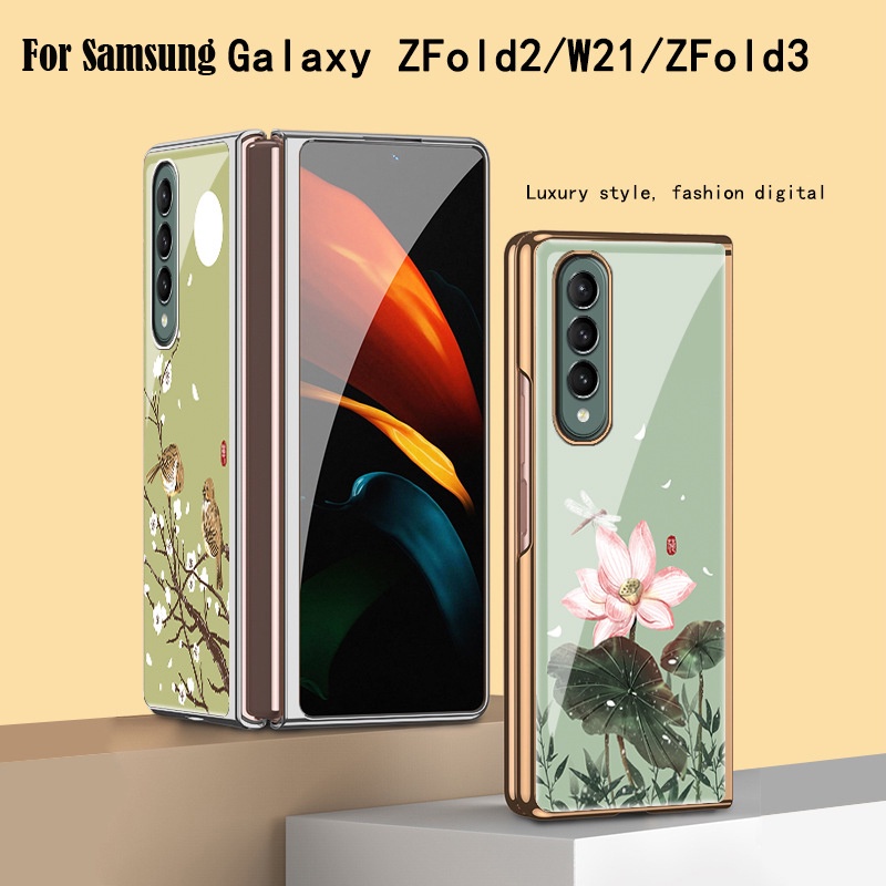 Z Ốp Điện Thoại Mặt Kính Cường Lực Họa Tiết Hoa / Chuồn Chuồn / Cá / Chuồn Chuồn Cho Samsung Galaxy Z Fold4 Z Fold3 Z Fold2 Z Fold4 4