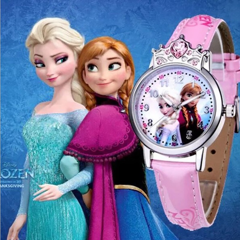 Đồng hồ dây da mặt hoạt hình dễ thương cho bé gái