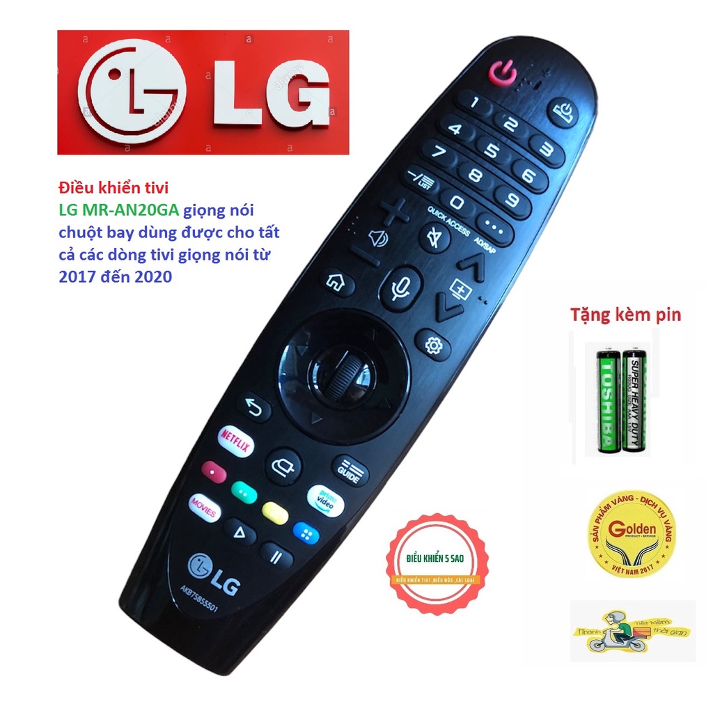 Điều khiển LG Magic AN-MR20GA  hàng chính hãng sử dụng cho các dòng smart tivi LG 2020 ,2019 ,2018 ,2017 - Tặng kèm pin