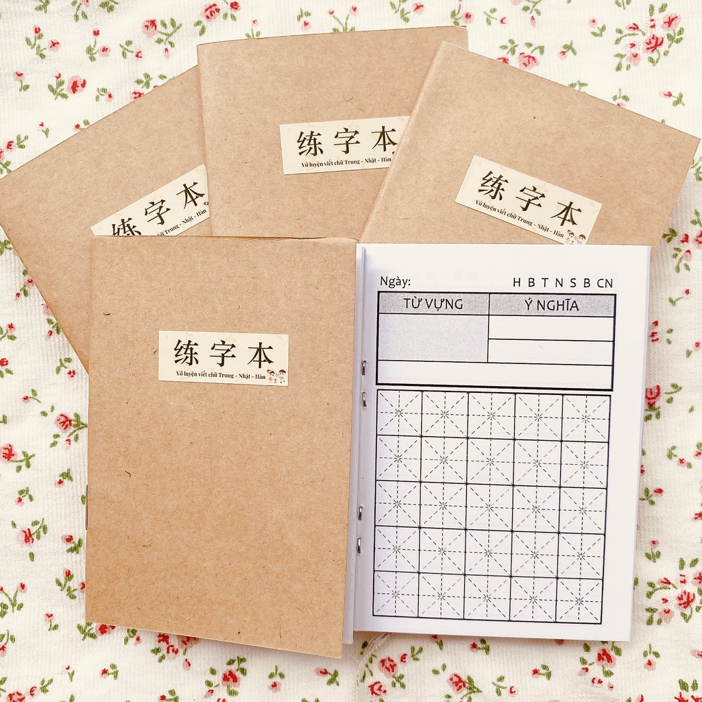 Sổ tay kẻ ô mễ - Luyện viết từ vựng tiếng Trung - Nhật - Hàn - Mỗi ngày 1 từ vựng
