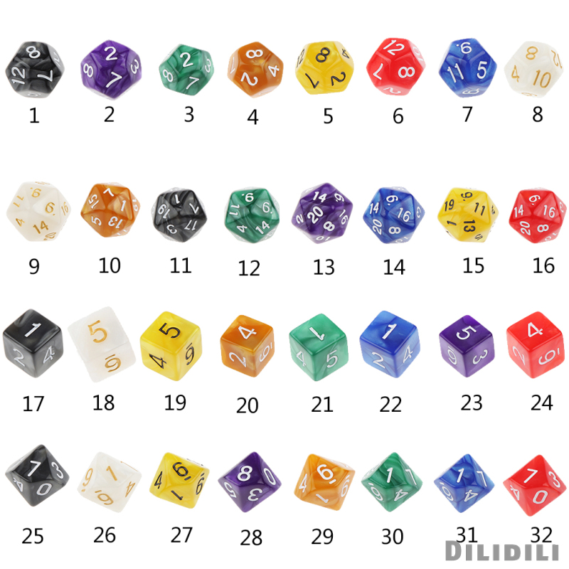 Set 10 Viên Xúc Xắc 16mm Dnd D & D Mtg Rpg Board Game