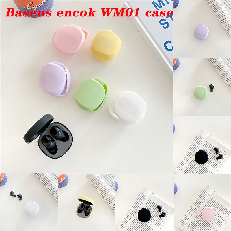 Vỏ bảo vệ hộp sạc tai nghe không dây Baseus WM01 TWS bằng silicon chống rơi chống bụi màu trơn