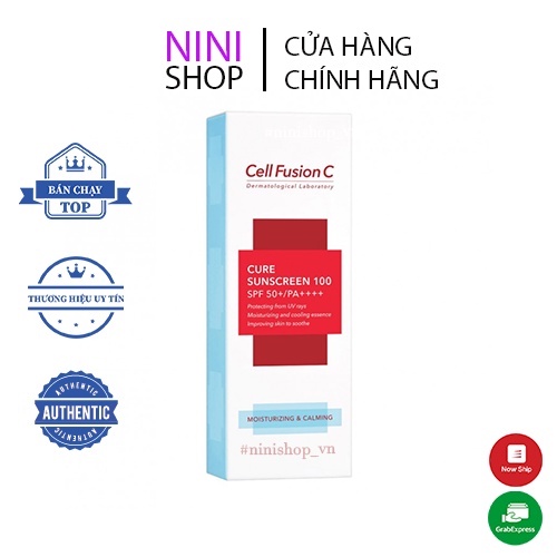 Kem chống nắng dưỡng ẩm, cấp nước cho da khô, nhạy cảm Cellfusion C Cure Sunscreen 100 SP50+/PA++++ 30ml  - NiNiShop