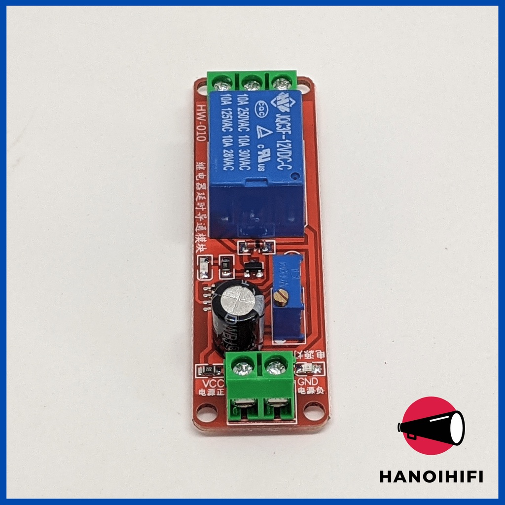 Mạch tạo thời gian trễ đóng relay NE555 12V ( trị bụp tắt mở loa)