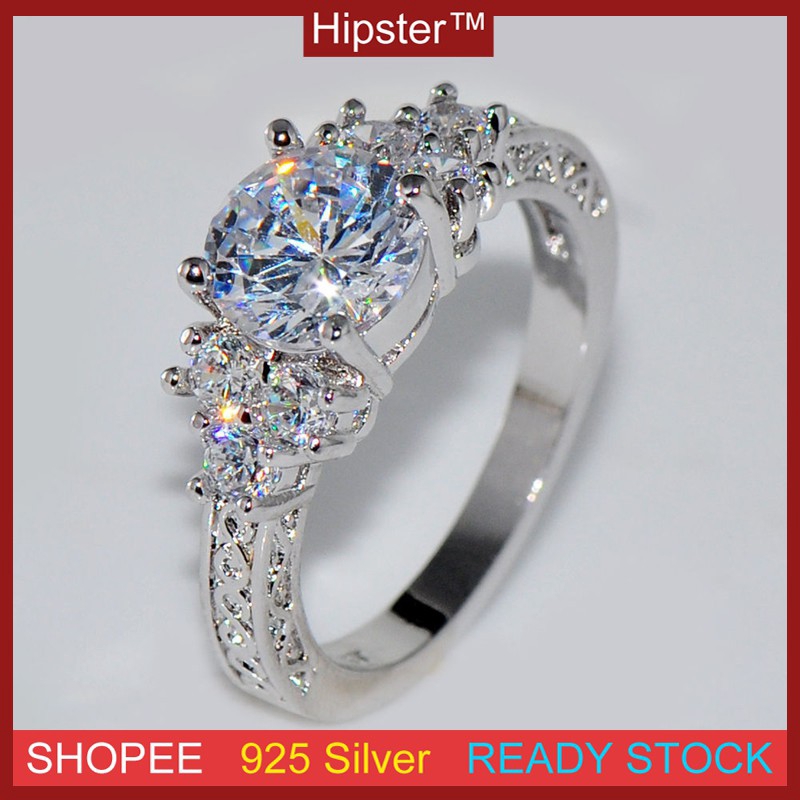 Nhẫn Đứng Kim Cương Trang Sức Đính Đá Zircon Đính