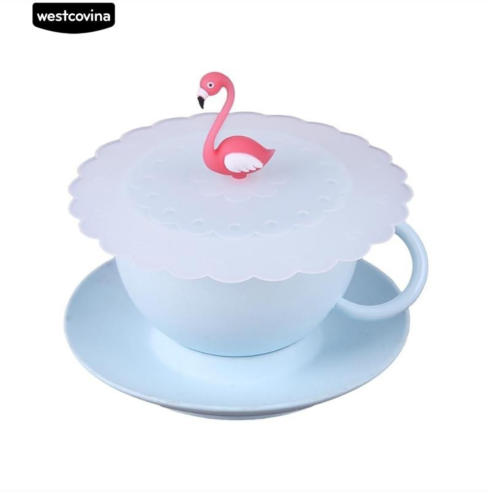 Nắp silicone đậy ly cốc với quai hình chim hồng hạc xinh xắn