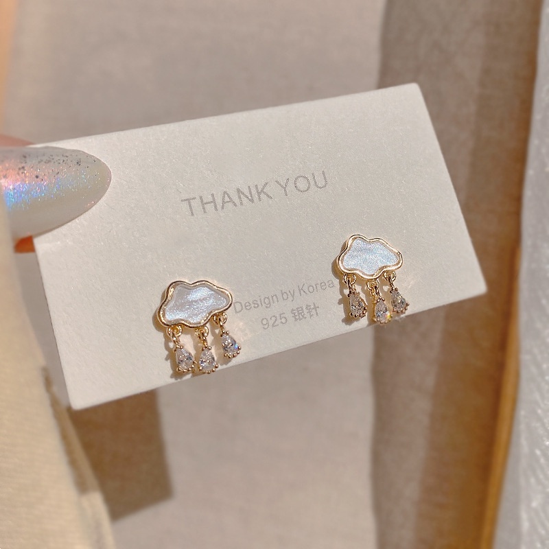 Bông tai hình đám mây đính đá Zircon dễ thương dành cho nữ