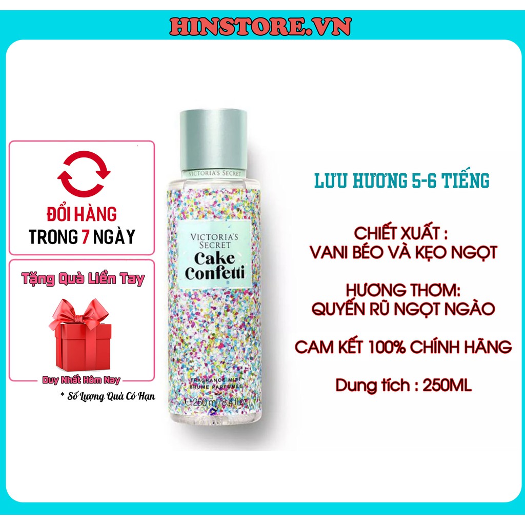 Xịt thơm toàn thân Victoria's Secret, xịt thơm body mist Cake Confetti 250ml