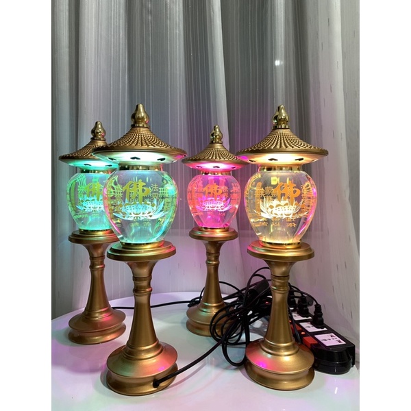 Đèn Pha Lê Thờ Cúng Hình Tháp - Đèn Led Đổi Màu Cao Cấp