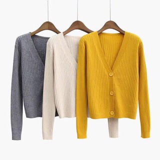 Áo len cardigan dài tay form rộng màu trơn thời trang nữ - ALC001