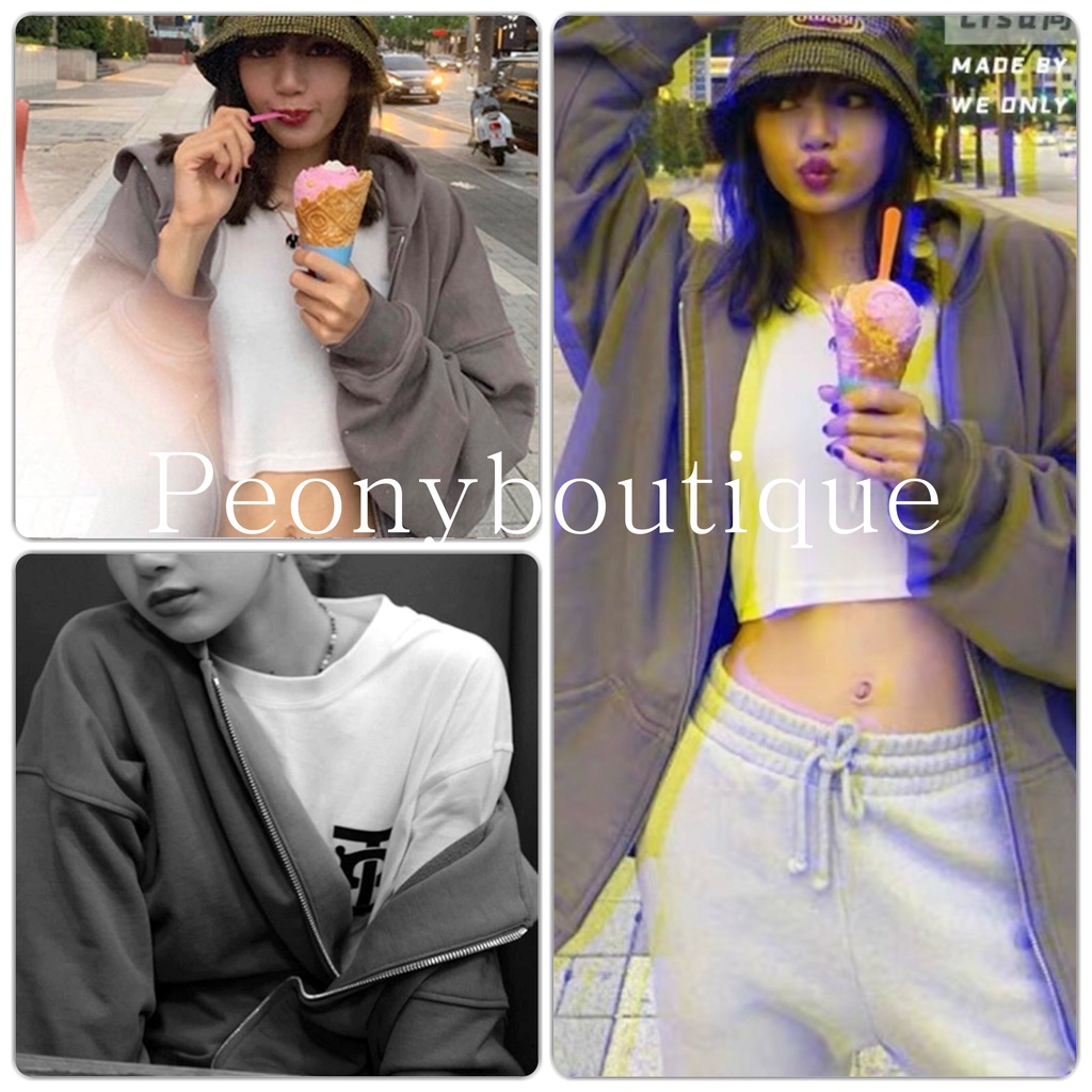 Áo Khoác Nỉ Hoodie Ghi Trơn PEONYB Nữ [FREESHIP]  Jacket form rộng tay bồng, sweater mùa đông bánh bèo Ulzzang
