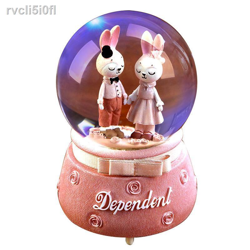 ✚ ❆ ﹊✳●Quả cầu pha lê trong suốt Hộp nhạc tuyết Cặp đôi lãng mạn Cô gái Sáng tạo Quà tặng đêm Giáng sinh