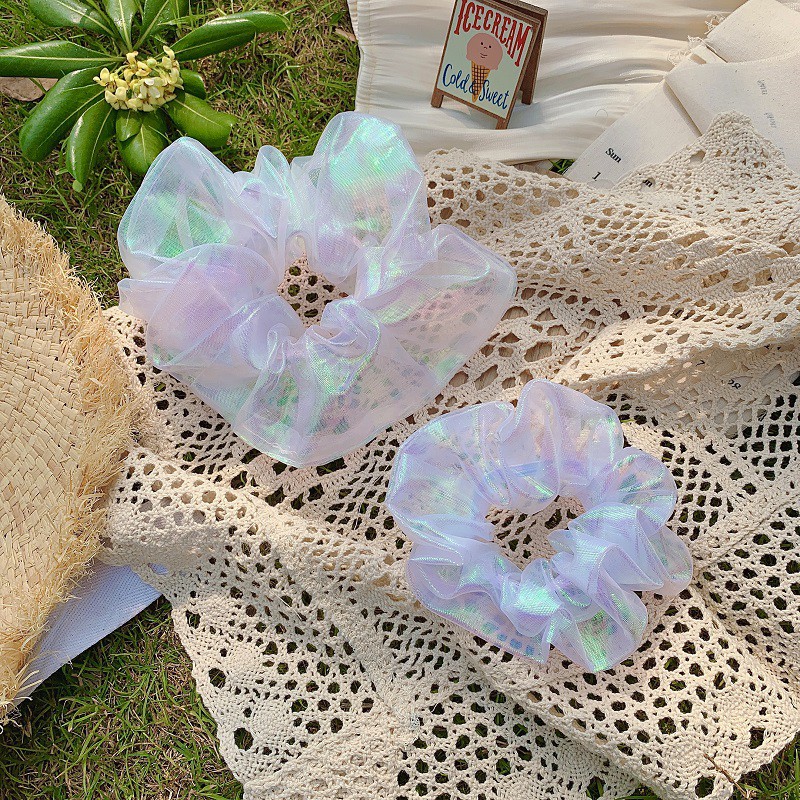 Cô gái Hair Scrunchie Đàn hồi lưới Ponytail Chủ Tóc Tie Shinny Quà tặng siêu lớn (Hair Scrunchies)