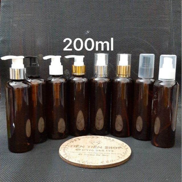 Chai nhựa nâu 200ml vòi ấn, xịt giọt