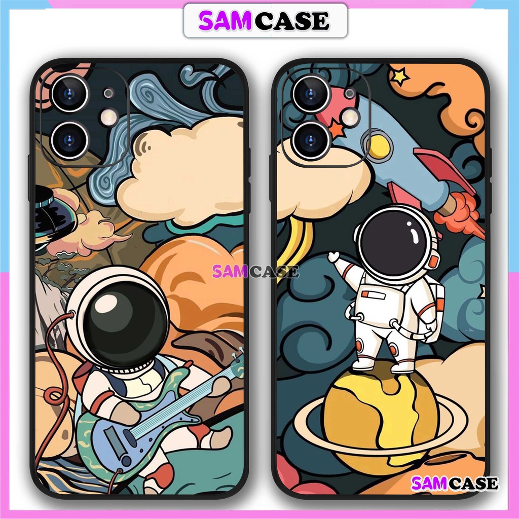 Ốp lưng iPhone Phi hành gia cạnh viền vuông silicon mềm dẻo bảo vệ cam cho ip 6/6s/7/8/X/XS/XR/11/12/13/14 Pro Plus Max