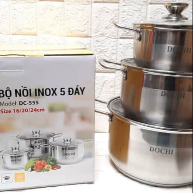 HN BỘ NỒI INOX 5 ĐÁY DOCHI
