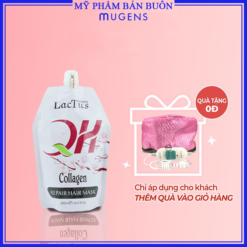 Kem ủ tóc Lactus 500ML colagen hoa anh đào xả dưỡng tóc bóng mượt ngăn rụng tóc chính hãng CT71