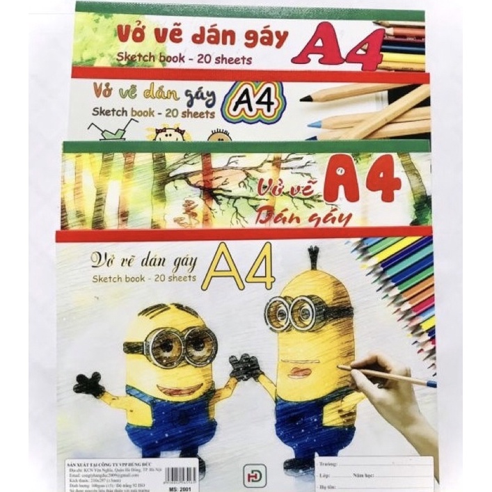 VỞ VẼ DÁN GÁY A4 HÙNG ĐỨC  20 TỜ