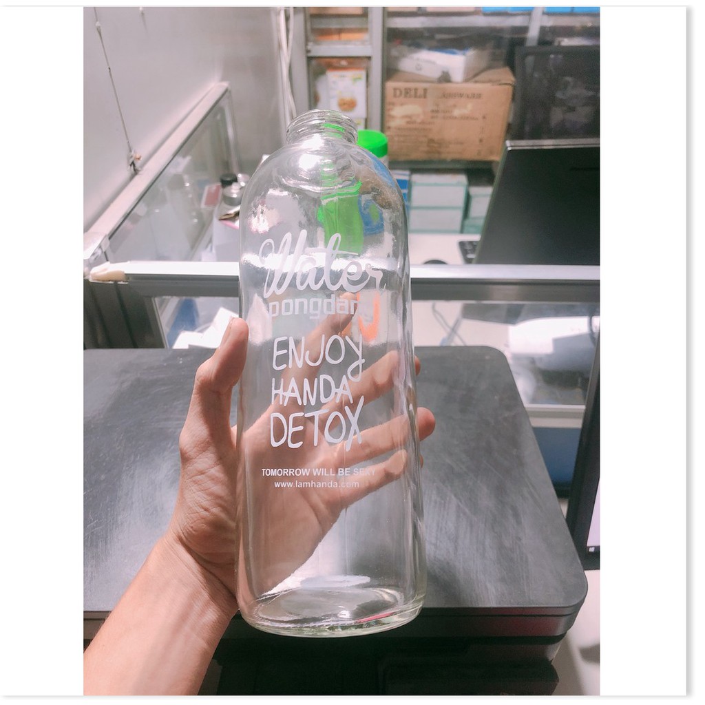 Bình Thủy Tinh Detox Water Pongdang 1000ml Trong Suốt MS8