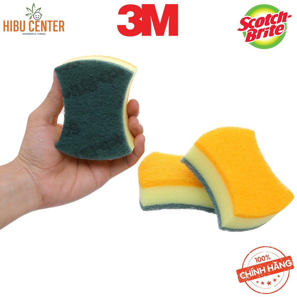 Combo 2 Gói 1 Miếng Cước Cọ Rửa 2 Mặt Scotch-Brite 3M 3 Tác Động Làm Sạch, 2 Công Dụng, 2 Lớp Cước Lấy Sạch Các Vết Bẩn