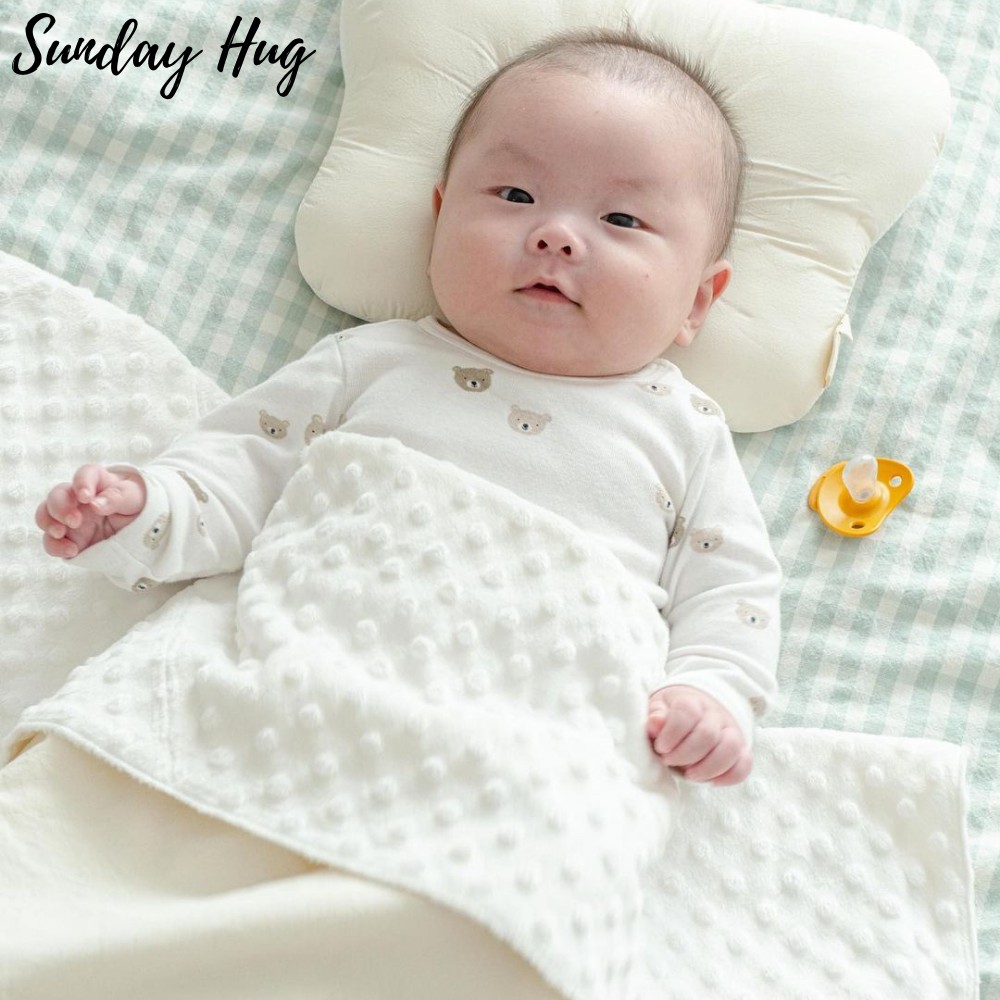 [Hàng nội địa Hàn] [100% handmade] Chăn minky Sunday Hug CAO CẤP cho bé với chất liệu vải cotton và thiết kế dập nổi chống trượt, phù hợp sử dụng trong phòng máy lạnh