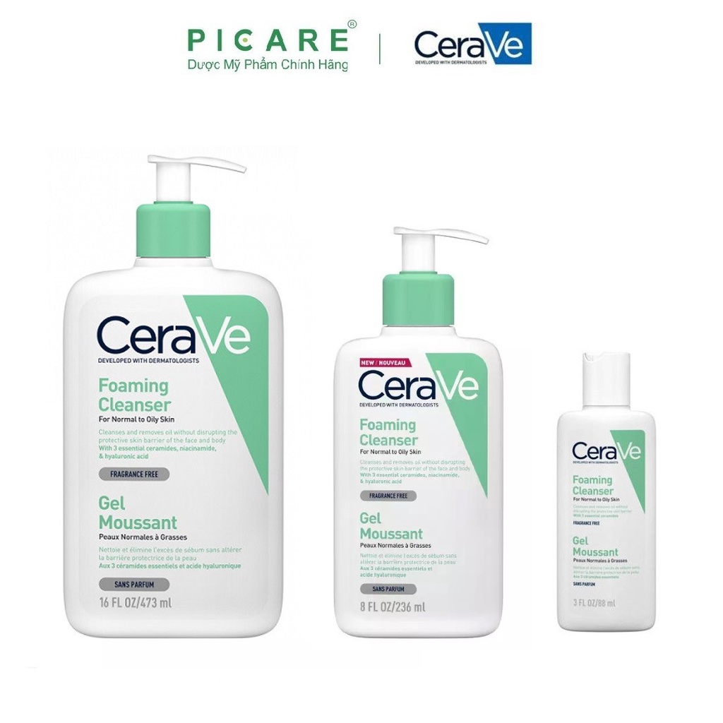 Sữa rửa mặt cho da thường đến da dầu CeraVe Foaming Cleanser Gel Moussant