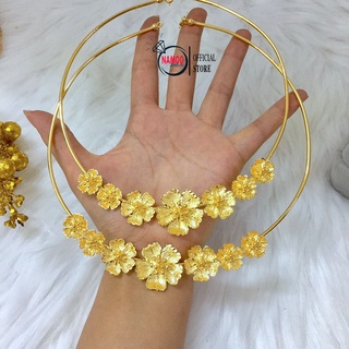 Kiềng Cổ Mạ Vàng Nữ V838, Kiềng Cô Dâu Bản Hoa Mai Dạng Lớn Namoo Jewelry