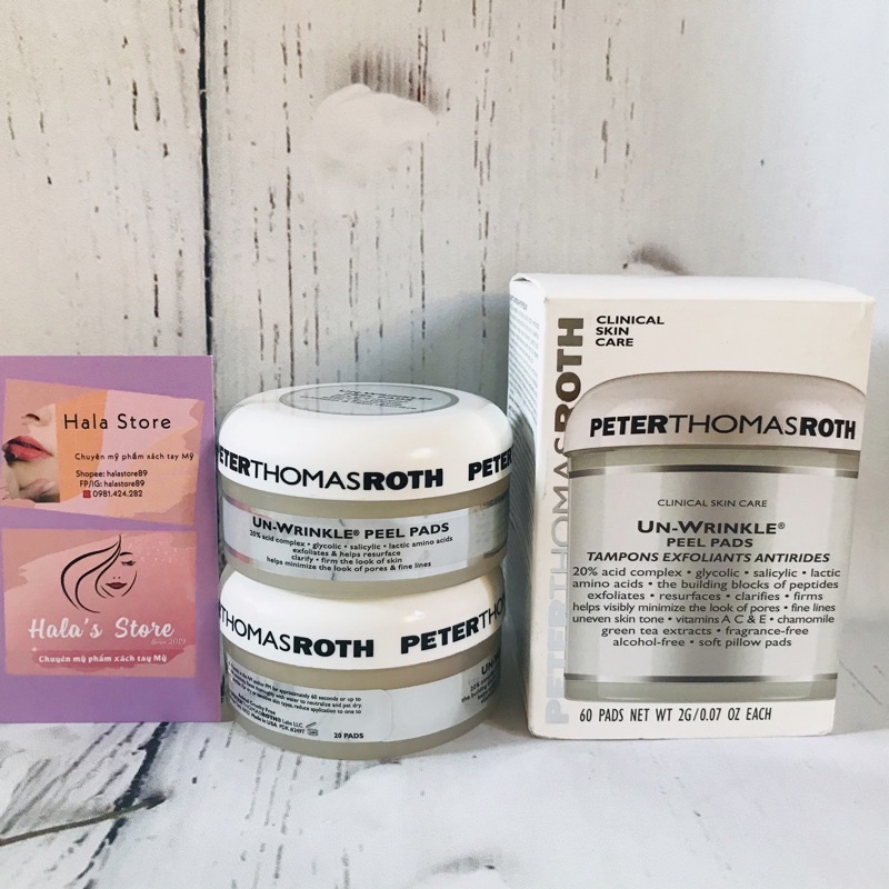 Peter Thomas Roth ✨ Miếng Pad peel tẩy da chết hàng ngày Un-Wrinkle Peel Pad