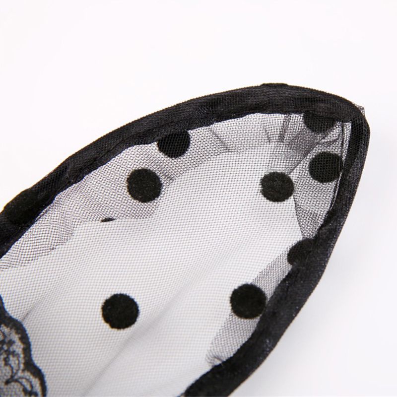 Băng Đô Tai Mèo Họa Tiết Chấm Bi Phối Ren Lưới Hóa Trang Halloween