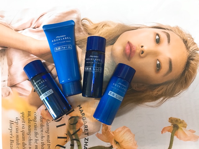 Set mini shiseido aqualabel màu xanh 4 món