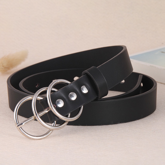 Thắt Lưng Mỏng Khóa Tròn 3 Vòng Thiết Kế Đơn Giản Thời Trang Cho Nữ