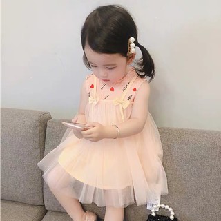 [Xả kho thanh lý] Đầm công chúa cho bé gái tim nơ [0-4 tuổi]