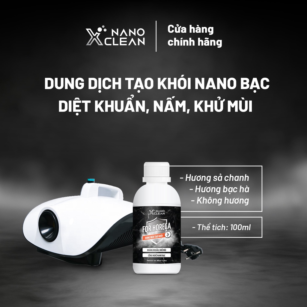 Dung dịch tạo khói, phun khói khử mùi ô tô, xe hơi Nano Xclean For Horeca 1L Khử Mùi mọi ngóc ngách - Nano Bạc AHT Corp