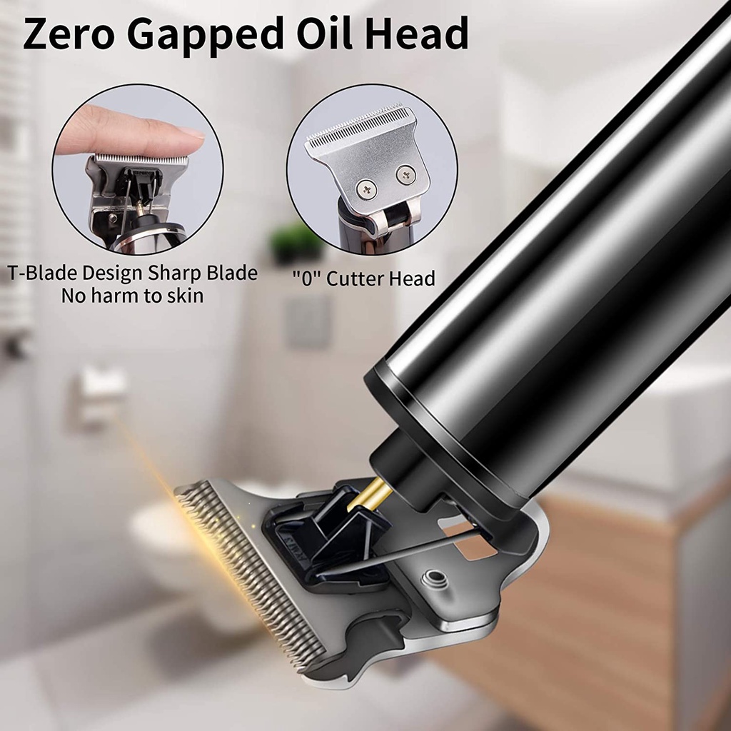 Tông đơ cắt tóc điện Kemei có màn hình LCD lưỡi da sắc bén mạnh mẽ không bị lệch có thể sạc lại cho nam
