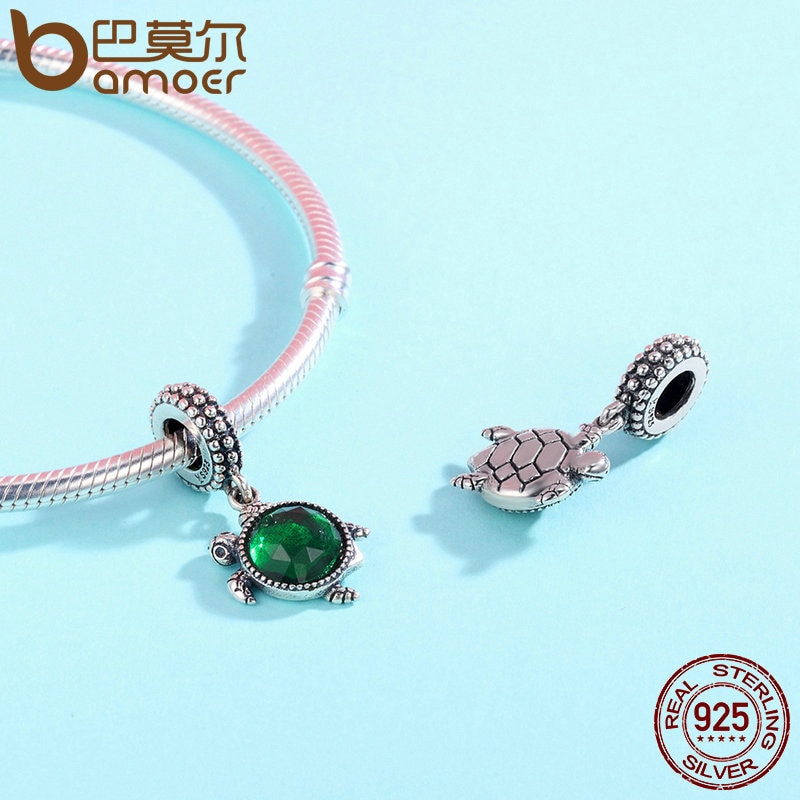 Hạt Phụ Kiện Bamoer Hình Rùa bạc 925 Độc Đáo Làm Trang Sức Thủ Công