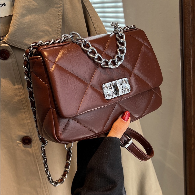 Túi xách đeo chéo JASMIN NOIR họa tiết sọc caro thời trang dành cho nữ