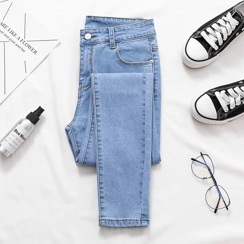 Quần Jeans Lưng Cao Co Dãn Hot Hit 2Màu Xanh Nhạt/Xám Đen Siêu Đẹp | BigBuy360 - bigbuy360.vn