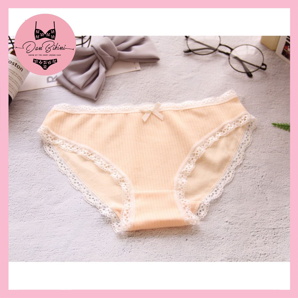 Quần Lót Nữ thun gân tăm viền ren mềm mại tôn dáng gợi cảm co dãn mã 0756