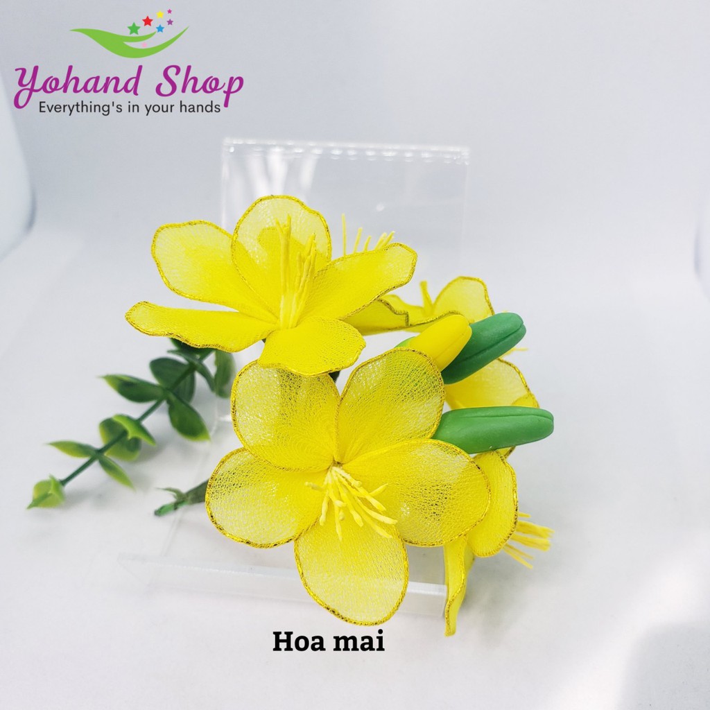 Set 150 cánh hoa mai bọc vải voan 2 lớp