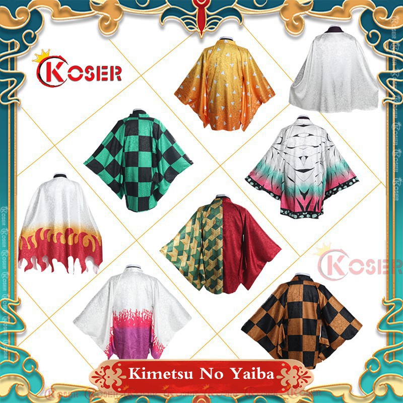 [COSER KING store] High quality fabric Demon Slayer Kimetsu NO yaiba Haori cape kamado tanjirou Kochou Shinobu kanao Agatsuma zenitsu giyuu cosplay costume cartoon anime