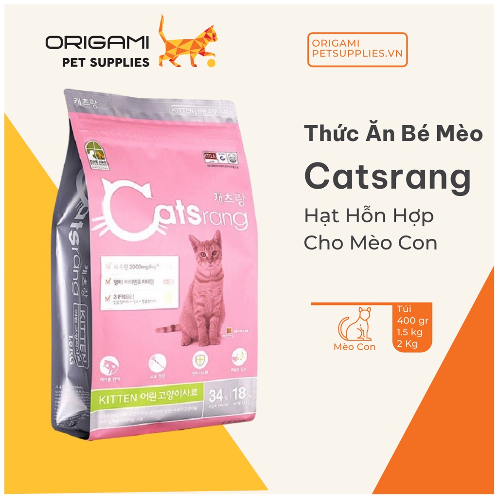 [HCM] Catsrang - Hạt Cho Mèo Con - Túi 2kg - Origami Pet