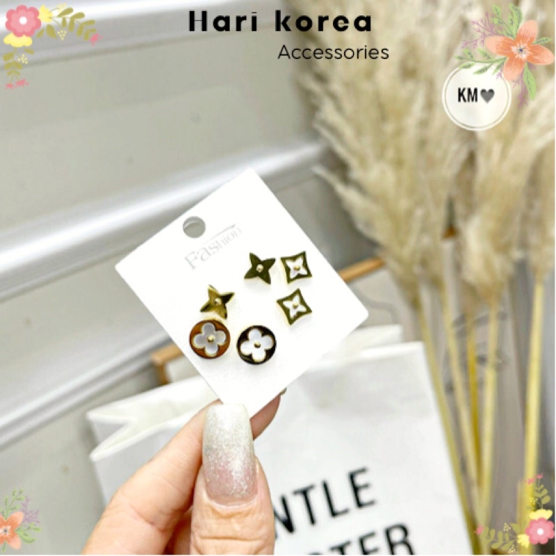 Sét 3 đôi bông tai xinh / khuyên tai hotgirl / phụ kiện trang sức Hari korea accessories