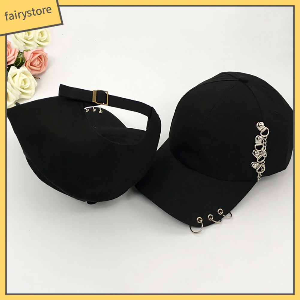 Mũ lưỡi trai phối khuyên kim loại cá tính tùy chọn màu sắc dành cho nữ