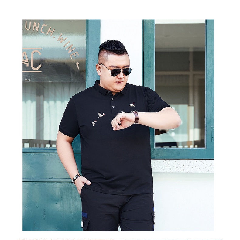 Áo thun nam big size có cổ từ 85 - 130KG thương hiệu Bigsizevn, Áo polo nam big size In tứ hạc