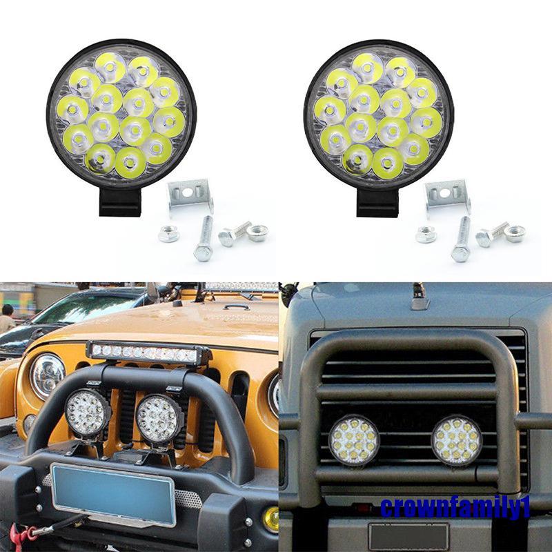 (crownfamily1) 1x 42W Round 14 LED Spot Work Light Bar Fog Driving Lamp Truck Tractor SUV ATV