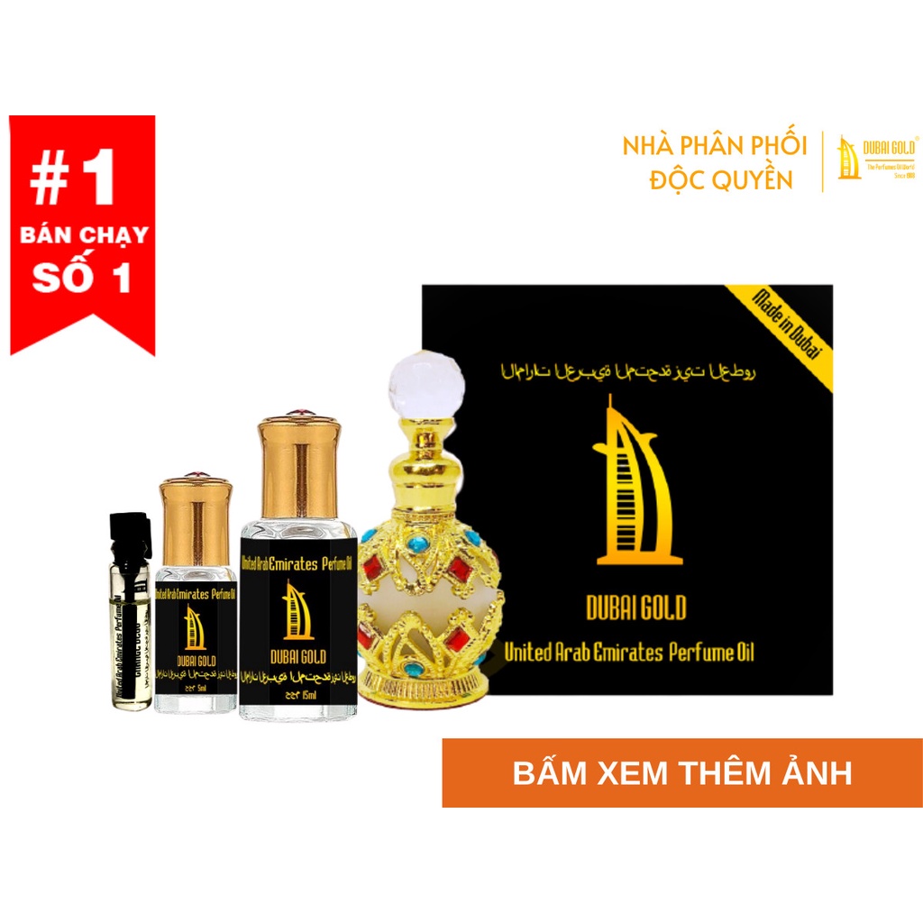 Tinh dầu nước hoa Dubai Gold nội địa dạng lăn nhiều mùi hương thoải mái lựa chọn 5ml, 15ml, chai chấm 17ml