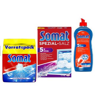 Combo bột somat 1,2kg+ muối somat 1,2kg+ nước làm bóng somat 750ml nk đức cho máy rửa chén bát