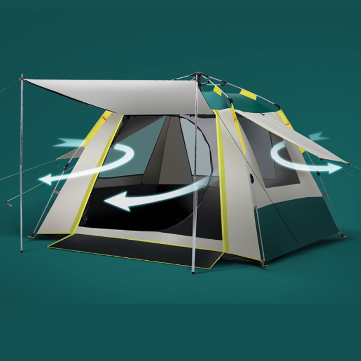 Lều di động cắm trại dã ngoại 4 người 1 cửa chính 3 cửa sổ, chống nắng chống mưa