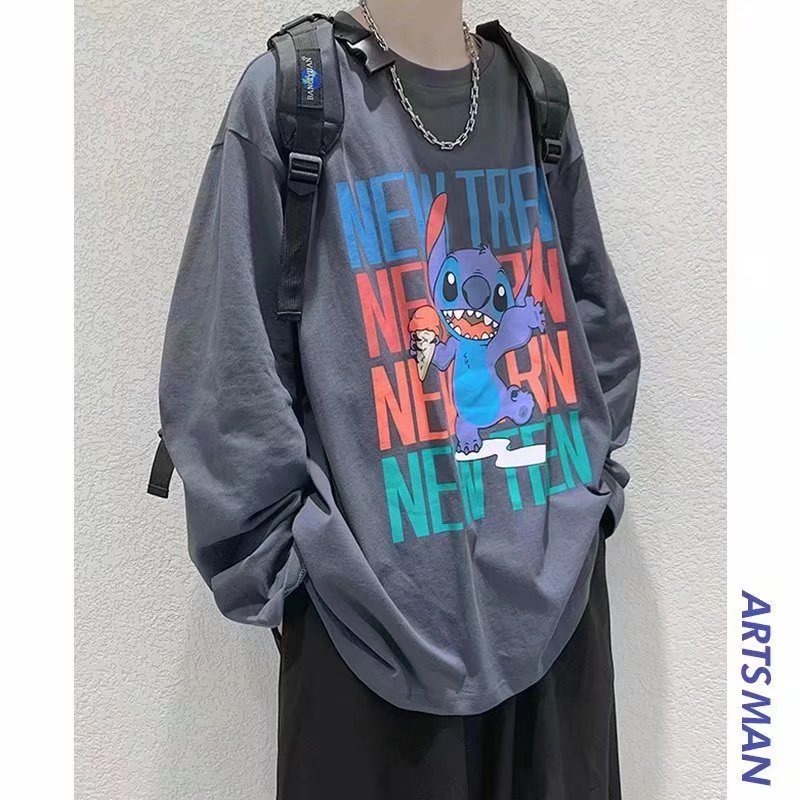 Áo thun nam tay dài nnisex form rộng chất cotton mềm mát cho nam &lt; 100kg